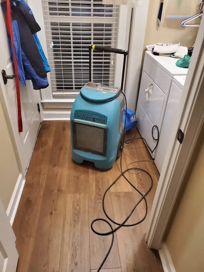 Commercial dehumidifier deployed for Flood Damage Cleanup in Iowa Colony